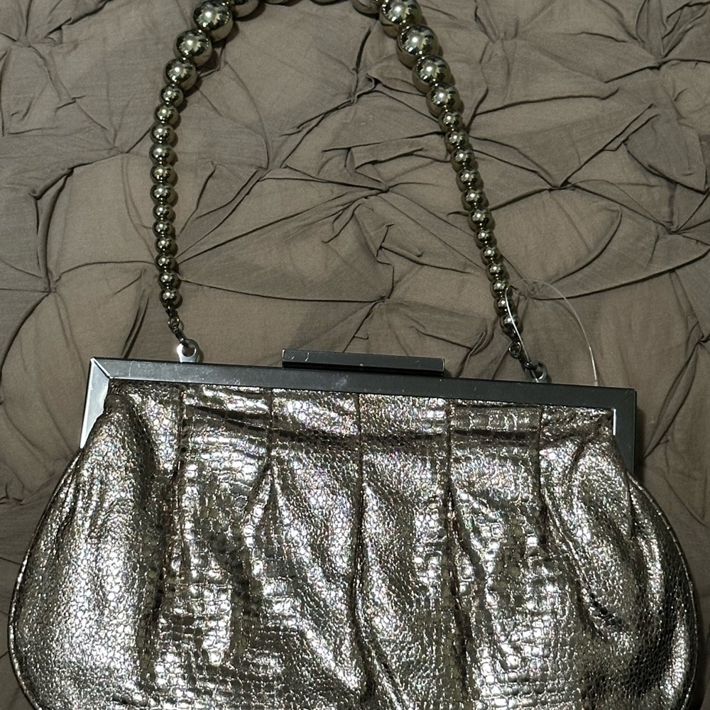 ALDO Silver Metallic Women's Bag - use with or without strap